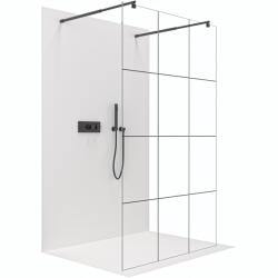 Cerano - Zuhanykabin Onyx Duo bal/jobb - 8 mm - kerek tartó - matt fekete, ipari üveg - 120x200 cm