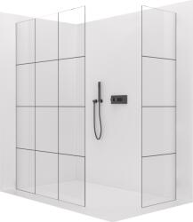 Cerano - Walk-in Crystal TL/P zuhanyfal - 8 mm - merevítő nélküli rendszer - matt fekete, ipari üveg - 110x90x200 cm