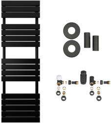 Cerano - Claude fürdőszobai radiátor szett - központi fűtés - oldalsó csatlakozás - 866W - matt fekete - 1600x500 mm