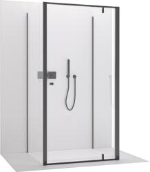 Cerano - Háromfalú zuhanykabin Ferri UL/P - 6 mm - matt fekete, átlátszó üveg - 100x90x195 cm - forgó
