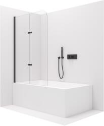 Cerano - Vasca 2 szárnyú kádparaván - matt fekete, átlátszó üveg - 120x140 cm