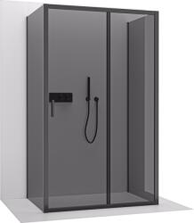 Cerano - Háromfalú zuhanykabin Varone LINE UL/P - 6 mm - matt fekete, grafitüveg - 90x70x195 cm - tolóajtó