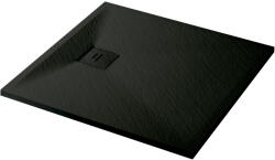 Cerano - Pablo négyzet alakú zuhanytálca - SMC/ásványi kompozit - strukturált fekete matt - 80x80x3 cm