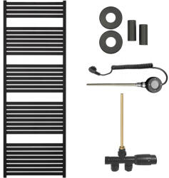 Cerano - Vincenzo fürdőszobai radiátor szett - kombinált fűtéssel, wifi rúddal - oldalsó egypontos csatlakozással - 800W - matt fekete - 1690x600 mm