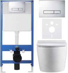 Cerano - Komplett falsík alatti WC-szett Lite/Felci - fényes fehér - Slim WC-nyomógomb, króm - falsík előtti/gipszkarton - 52, 5x36 cm