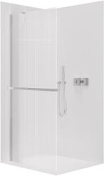 Cerano - Zuhanykabin Onyx YL/P - 8 mm + polc/törölközőtartó - króm, rovátkolt üveg - 120x200 cm