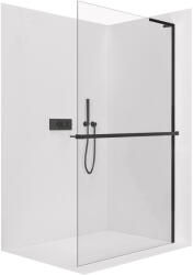 Cerano - Zuhanykabin Onyx B-jobb oldali tartó + polc/törölközőtartó - 8 mm - matt fekete, átlátszó üveg - 40x200 cm