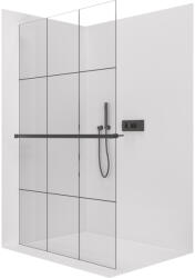 Cerano - Walk-in Crystal bal/jobb zuhanykabin - 8 mm + törölközőtartó polc/polc - merevítő nélküli rendszer - matt fekete, ipari üveg - 160x200 cm