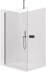 Cerano - Zuhanykabin Onyx Top Round B/J - 10 mm - kerek merevítő - matt fekete, átlátszó üveg - 130x200 cm