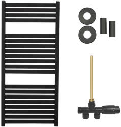 Cerano - Vincenzo fürdőszobai radiátor szett - központi fűtés - oldalsó egypontos csatlakozás - 300W - matt fekete - 970x450 mm