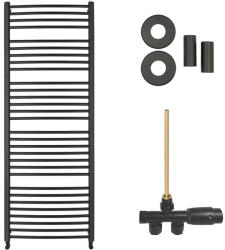 Cerano - Stefano fürdőszobai radiátor szett - központi fűtés - oldalsó egypontos csatlakozás - 677W - matt fekete - 1210x650 mm