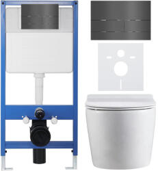 Cerano - Komplett falsík alatti WC-szett Lite/Felci - fényes fehér - Line WC-gomb, sötétszürke - falsík alatti beépítés - 52, 5x36 cm (CER-8050BD84329)