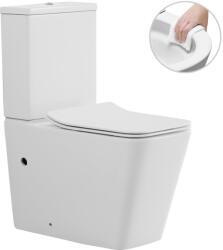 Cerano - Bruno kombináció WC, perem nélküli + Slim/UF ülőke - alsó/hátsó lefolyó - fényes fehér - 64x36 cm