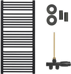 Cerano - Fürdőszobai radiátor szett Antonio - központi fűtés - oldalsó egypontos csatlakozás - 857W - matt fekete - 1460x550 mm (CER-663556)