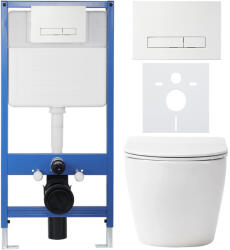 Cerano - Komplett falsík alatti WC-szett Lite/Verde - fényes fehér - Slim WC-nyomógomb, fehér - falsík előtti/gipszkarton - 49x36 cm
