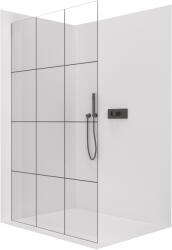 Cerano - Walk-in Crystal bal/jobb zuhanykabin - 8 mm - merevítő nélküli rendszer - matt fekete, ipari üveg - 110x200 cm