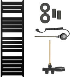 Cerano - Arturo fürdőszobai radiátor szett - kombinált fűtéssel, wifi rúddal - oldalsó egypontos csatlakozással - 859W - matt fekete - 1600x500 mm (CER-663667)