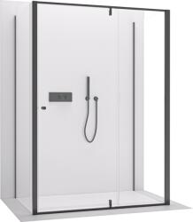 Cerano - Háromfalú zuhanykabin Santini UL/P - 6 mm - matt fekete, átlátszó üveg - 100x100x195 cm - forgó