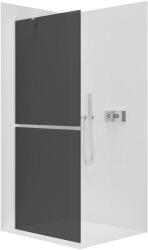 Cerano - Zuhanykabin Onyx YL/P - 8 mm - kerek tartó + polc/törölközőtartó - króm, grafitüveg - 30x200 cm