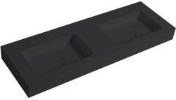 Cerano - Geminia öntött márványból készült dupla mosdó - fali - matt fekete - 133x45 cm