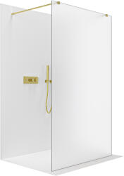 Cerano - Zuhanykabin Onyx Duo bal/jobb - 8 mm - négyzet alakú tartó - szálcsiszolt arany, matt üveg - 50x200 cm