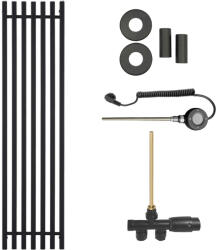 Cerano - Francesco fürdőszobai radiátor szett - kombinált fűtéssel, wifi rúddal - oldalsó egypontos csatlakozással - 872W - matt fekete - 1500x390 mm