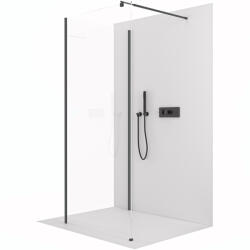 Cerano - Zuhanykabin Onyx Corner Round B/J - 8 mm - kerek tartó - matt fekete, átlátszó üveg - 140x90x200 cm