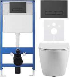 Cerano - Komplett WC szett Profi/Cesso - fényes fehér - WC nyomógomb Slim/matt fekete - falsík alatti szereléshez - 49x36 cm (CER-8050BD87)