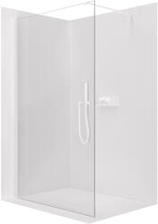 Cerano - Zuhanykabin Onyx Cube bal/jobb - 8 mm - négyzet alakú tartó - matt fehér, átlátszó üveg - 30x200 cm