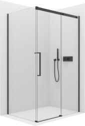Cerano - Zuhanykabin Lantono B/J - 8 mm - Soft-Close - matt fekete, átlátszó üveg - 170x100x195 cm - tolóajtó