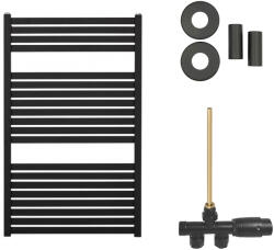 Cerano - Vincenzo fürdőszobai radiátor szett - központi fűtés - oldalsó egypontos csatlakozás - 400W - matt fekete - 970x600 mm