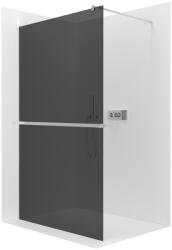 Cerano - Zuhanykabin Onyx kerek bal/jobb - 8 mm + polc/törölközőtartó - kerek tartó - króm, grafitüveg - 130x200 cm