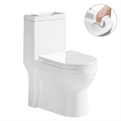 Cerano - WC kombináció Hygisink mosdóval, perem nélküli szegély + UF ülőke - alsó/hátsó lefolyó - fényes fehér - 71, 5x36 cm