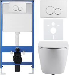 Cerano - Komplett falsík alatti WC-szett Lite/Cesso - matt fehér - Duo WC-gomb, fehér - falsík alatti beépítés - 49x36 cm