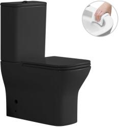 Cerano - WC kombináció Hugo, Rimless + Slim/UF ülőke - alsó/hátsó lefolyó - matt fekete - 63, 5x35, 5 cm