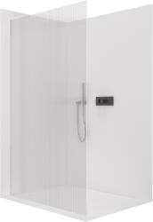 Cerano - Walk-in Crystal bal/jobb zuhanykabin - 8 mm - merevítő nélküli rendszer - matt fekete, rovátkolt üveg - 160x200 cm