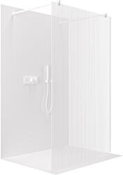 Cerano - Zuhanykabin Onyx Duo bal/jobb - 8 mm - kerek tartó - matt fehér, rovátkolt üveg - 80x200 cm