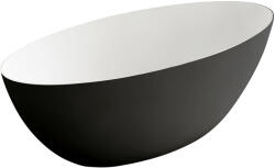 Cerano - Emilia öntött márványból készült szabadon álló kád - matt fekete/matt fehér - 180x85cm (CER-428548)