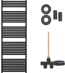 Cerano - Vincenzo fürdőszobai radiátor szett - központi fűtés - oldalsó egypontos csatlakozás - 800W - matt fekete - 1690x600 mm