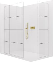 Cerano - Walk-in Crystal TL/P zuhanyfal - 8 mm - merevítő nélküli rendszer - szálcsiszolt arany, ipari üveg - 130x90x200 cm