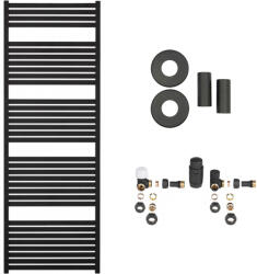 Cerano - Vincenzo fürdőszobai radiátor szett - központi fűtés - oldalsó csatlakozás - 800W - matt fekete - 1690x600 mm