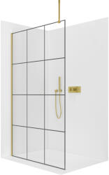 Cerano - Zuhanykabin Onyx Top Round B/J - 8 mm - kerek tartó - arany, ipari üveg - 140x200 cm