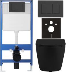 Cerano - Komplett falsík alatti WC-szett Lite/Cesso - matt fekete - WC-nyomógomb Classic, matt fekete - falsík előtti/gipszkarton - 49x36 cm (CER-8050BD105)