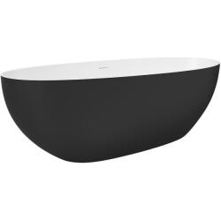 Cerano - Öntött márványból készült szabadon álló kád Antonia - matt fekete/matt fehér - 170x75cm