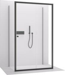 Cerano - Háromfalú zuhanykabin Varone POINT UL/P - 6 mm - matt fekete, átlátszó üveg - 90x100x195 cm - tolóajtó