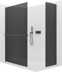 Cerano - Walk-in Crystal TL/P zuhanyfal - 8 mm - merevítő nélküli rendszer + törölközőtartó polc/törölközőtartó - matt fekete, grafitüveg -… - cerano - 285 971 Ft