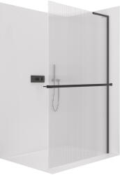 Cerano - Zuhanykabin Onyx B-jobb oldali merevítő - 8 mm + polc/törölközőtartó - matt fekete, rovátkolt üveg - 160x200 cm