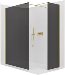 Cerano - Walk-in Onyx TL/P zuhanykabin - 8 mm - négyzet alakú tartó - szálcsiszolt arany, grafitüveg - 160x110x200 cm