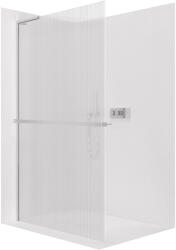 Cerano - Zuhanykabin Onyx L-bal oldali merevítő - 8 mm + polc/törölközőtartó - króm, rovátkolt üveg - 110x200 cm