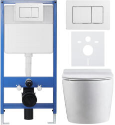 Cerano - Komplett WC szett Profi/Felci - fényes fehér - WC nyomógomb Classic/Fehér - falsík előtti beépítés - 52, 5x36 cm (CER-8050BD64)
